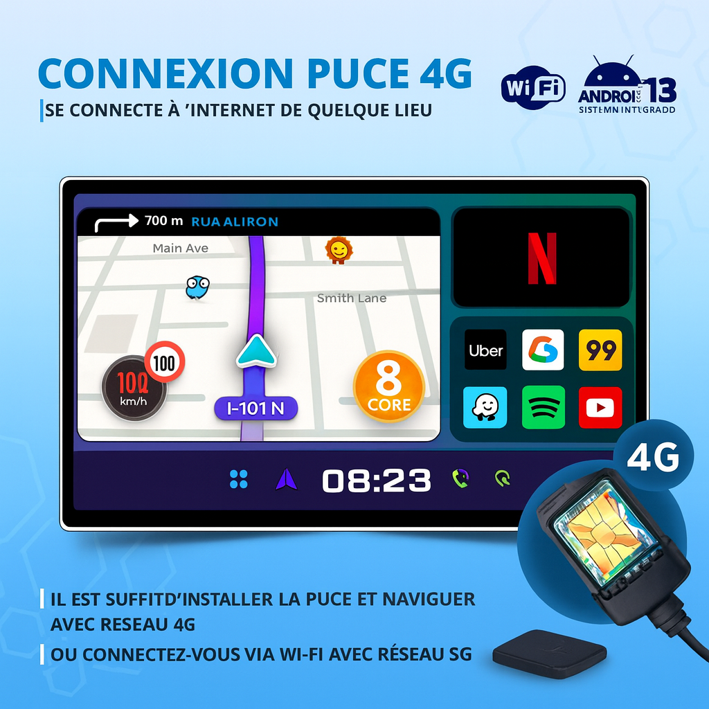 Multimédia 13'' Android CarPlay & iOS 6Go 128Go Commande Vocale Sans Fil – Black Friday Style BYD Rotatif + Caméra de Recul Offerte